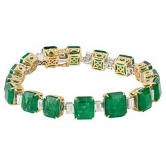 Natural emerald and natural diamond bracelet in 18k gold