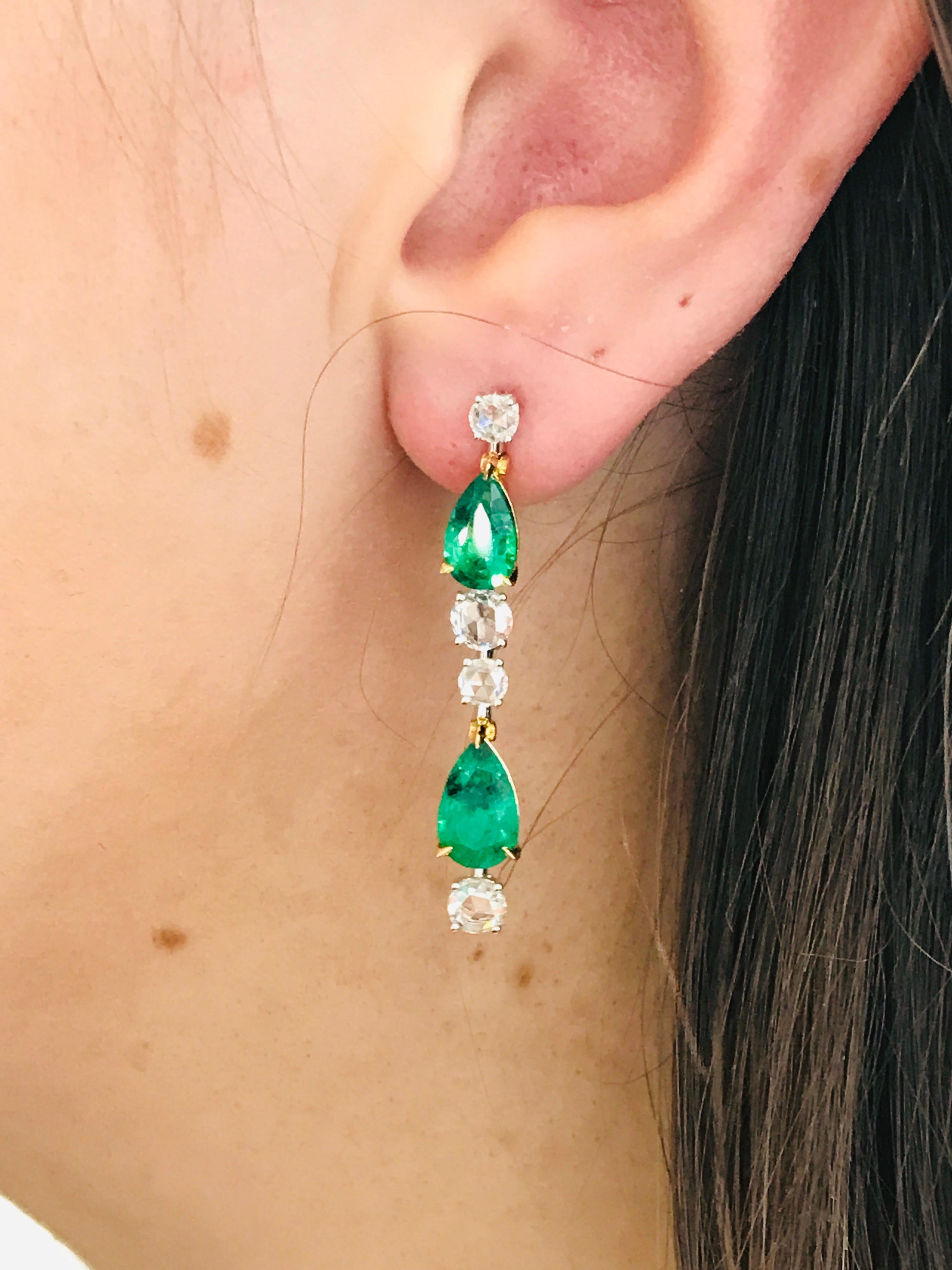 emerald drop earrings white gold