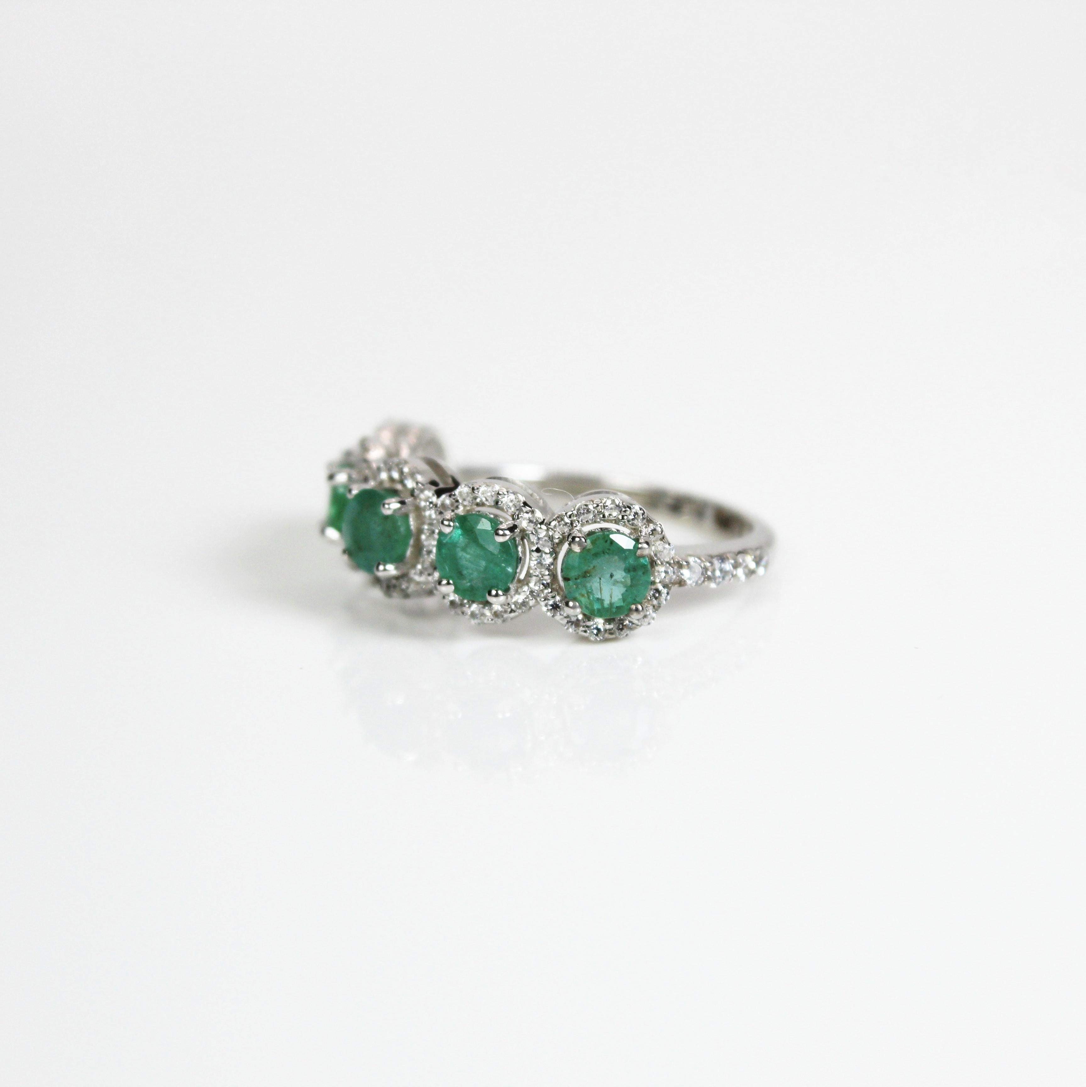 Contemporary Natural Emerald Band Ring For Sale