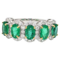 Natürlicher Smaragd-Ring mit Diamanten aus 18 Karat Gold