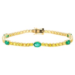 Natural Emerald Bracelet with 2.60 Cts Emerald & Yellow Sapphire 6.00 Cts 18k