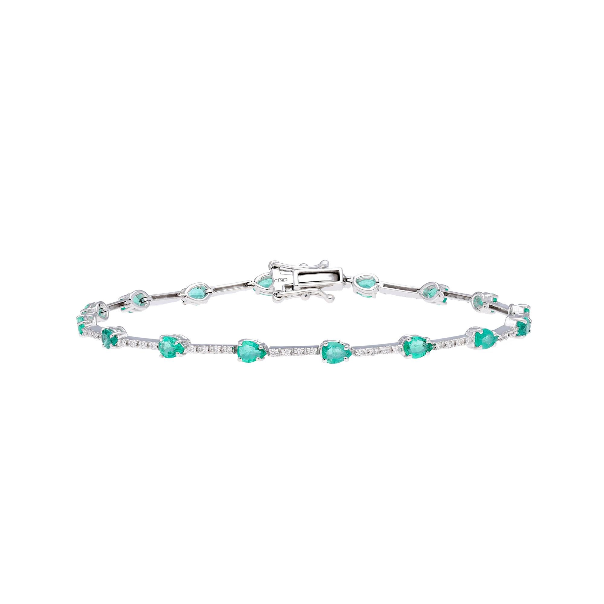 Women's Natural Emerald bracelet with diamond 0.40 cts in 18k gold For Sale