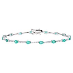 Natural Emerald bracelet with diamond 0.40 cts in 18k gold