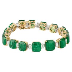 Natürliches Smaragdarmband mit Diamanten aus 18 Karat Gold