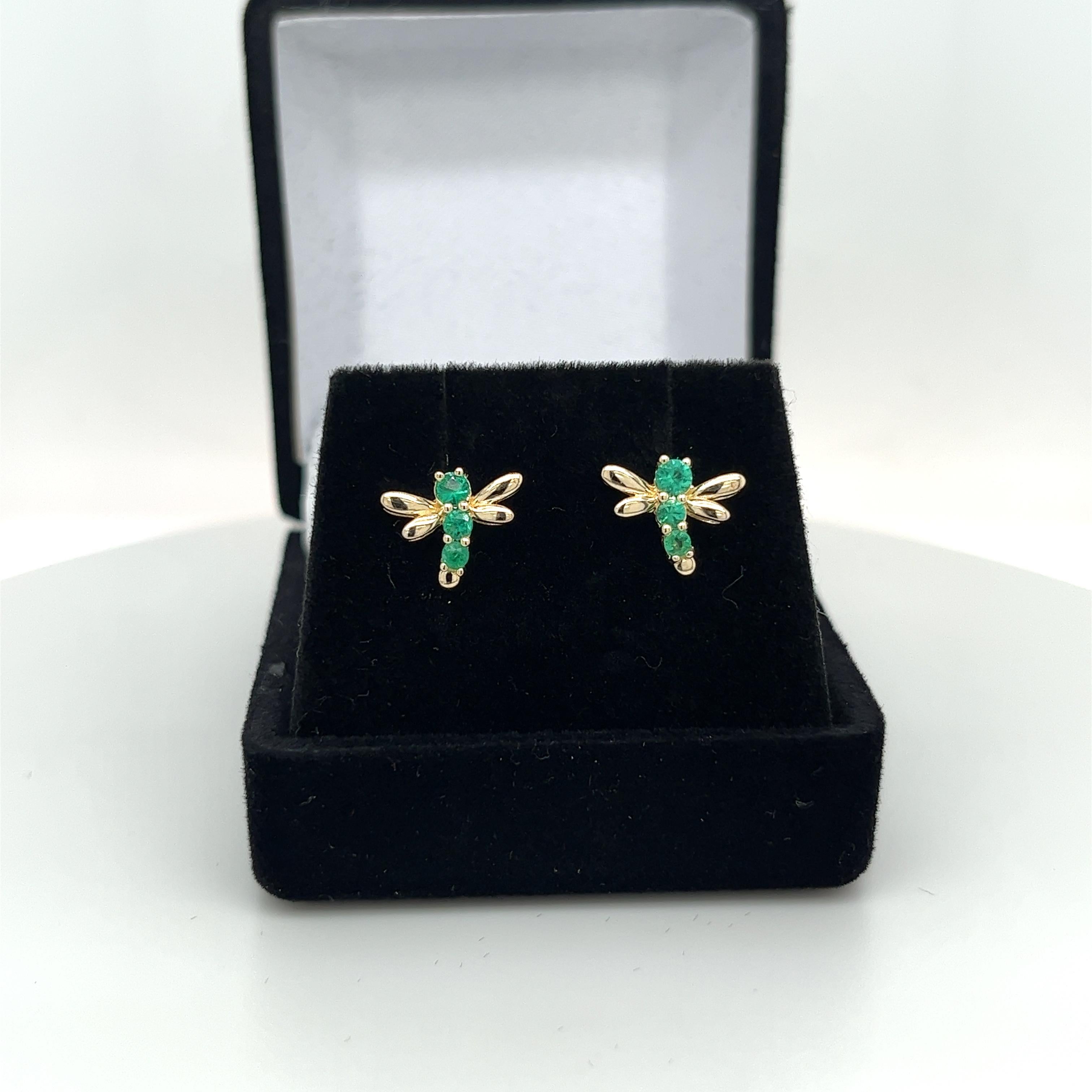 emerald dragonfly earrings