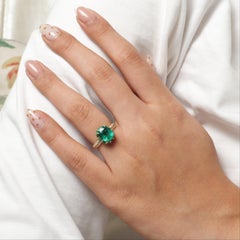 3.51 Carat Cushion Natural Emerald Diamond Cocktail Ring, 14k Yellow Gold