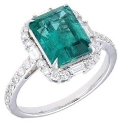 Natürlicher Diamant Baguette-Ring mit Smaragdschliff Verlobungsring mit Goldzacken
