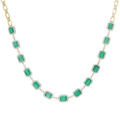 Collar de diamantes talla Esmeralda natural oro / Collar gargantilla Esmeralda oro / 18k