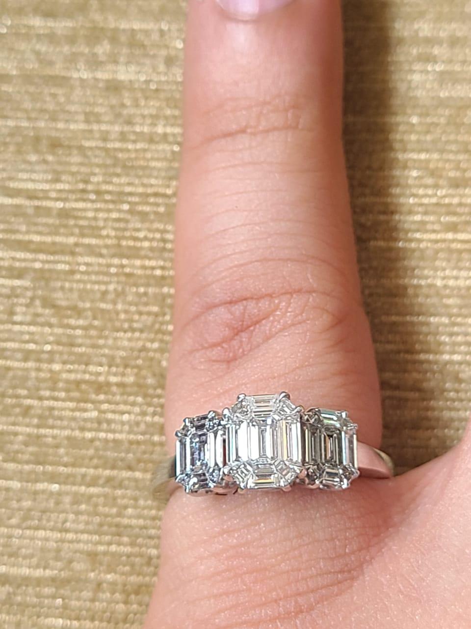 A very beautiful Diamonds Engagement Ring set in 18K White Gold. The combined weight of the Diamonds is 1.15 carats. Net Gold weight is 4.21 carats. The dimensions of the ring are 0.80cm x 1.50cm x 2.50cm (L x W x D). The ring is made in US Size 6.5