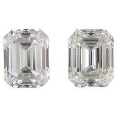 Natural Emerald Cut Diamonds in a 0.81 Total Carat H IF and I VVS2, GIA Cert