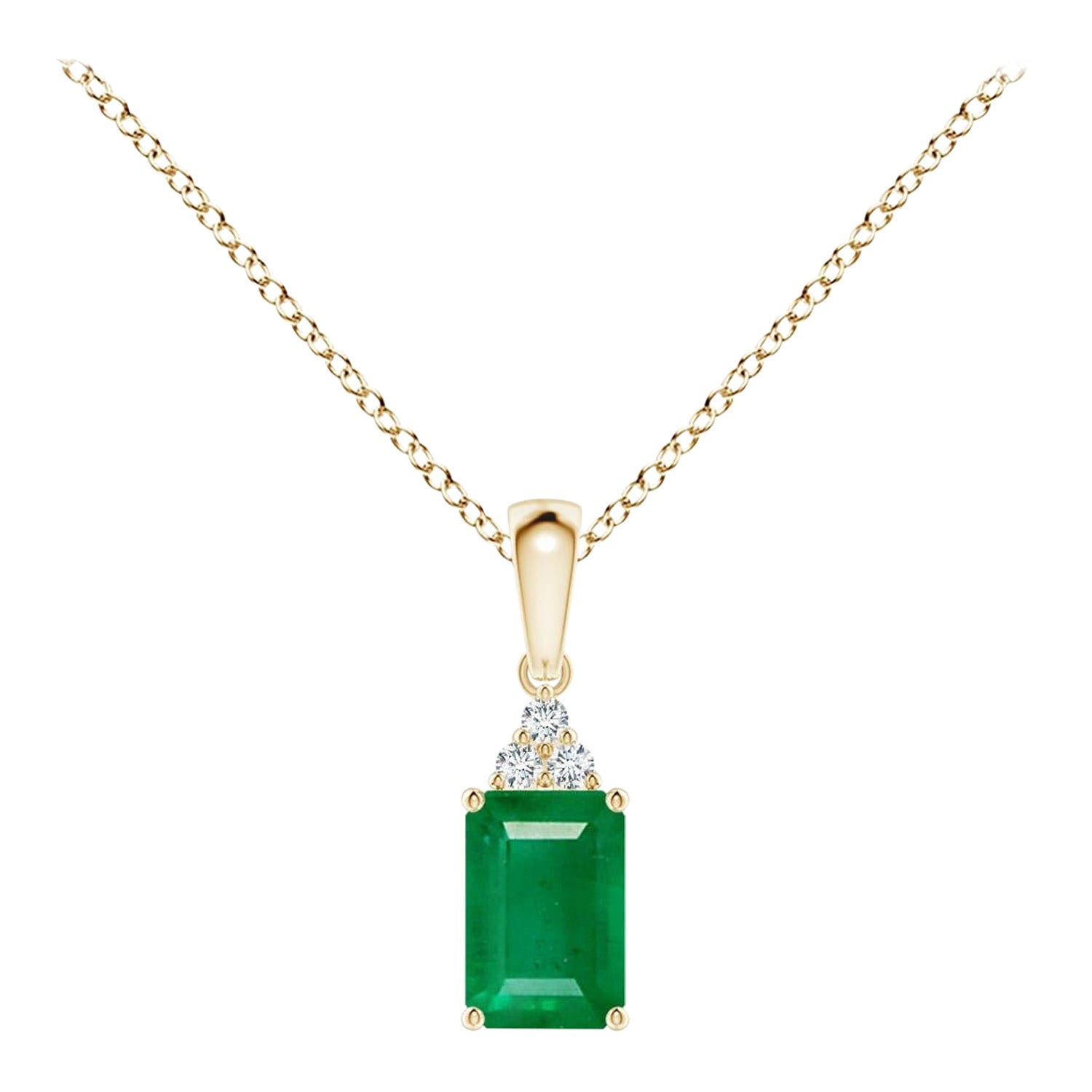 Ciondolo con smeraldo naturale e diamante in oro giallo Dimensioni 6x4 mm