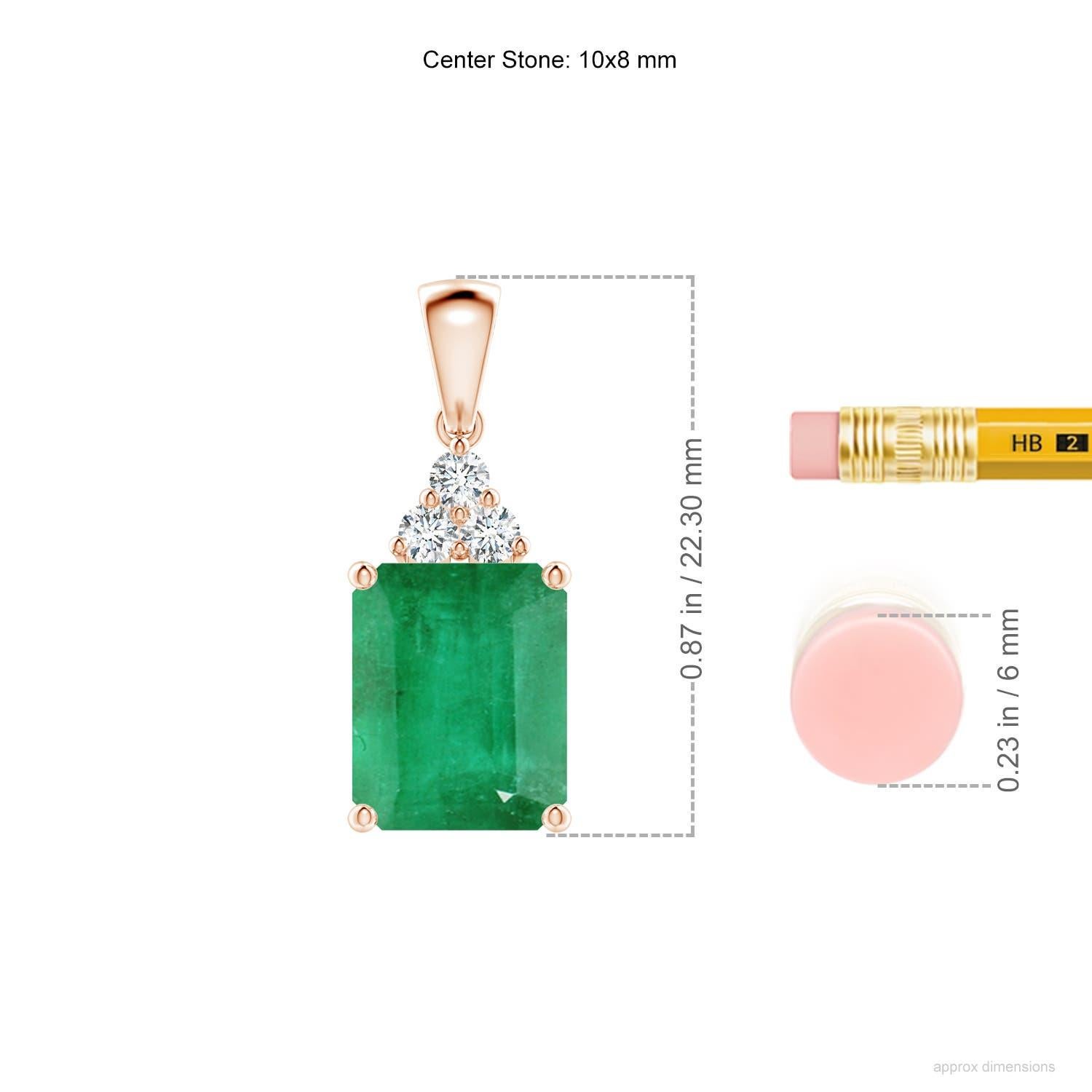 Anhänger mit natürlichem Smaragd-Schliff und Diamant-Trio aus 18 Karat Roségold (Moderne) im Angebot