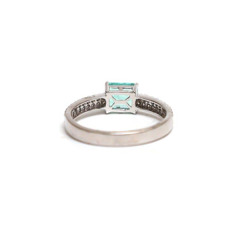 Women's Natural Emerald cut octagon diamond ring white gold in 18k