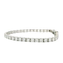 Natural Emerald Cut & Round Brilliant Diamond 14-Karat Halfway Tennis Bracelet