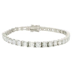 Natural Emerald Cut & Round Brilliant Diamond 14-Karat Halfway Tennis Bracelet