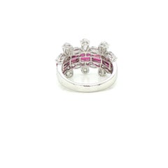 Natural Emerald cut Ruby (No Heat) and Pear cut White Diamond Ring in 18K Gold