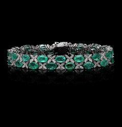 Natural Emerald & Diamond Bracelet in 18K Gold