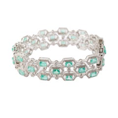 Pulsera de Esmeralda Natural de 10,930cts y Diamantes de 4,239cts en Oro de 18k