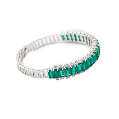 Natural Emerald & Diamond Bracelet in 18k Gold