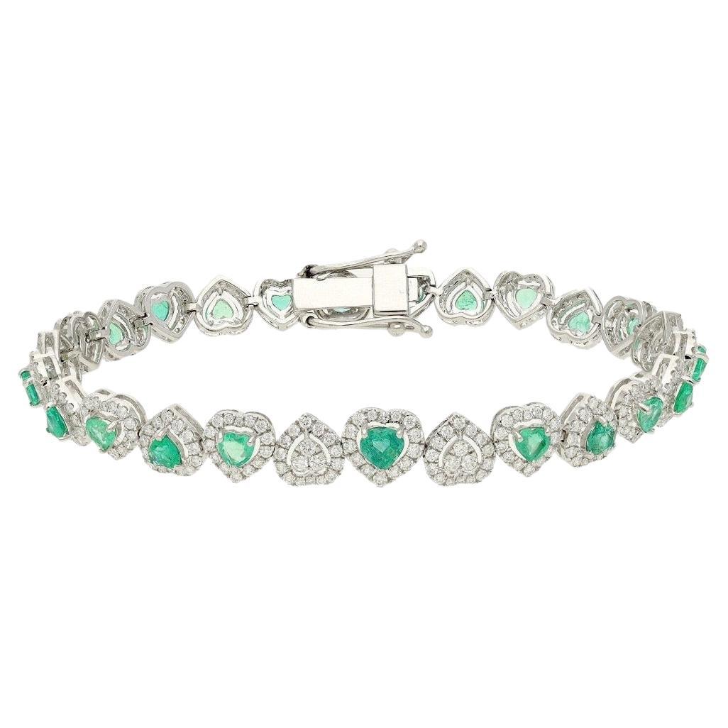 Pulsera de Diamantes Esmeralda Natural en Oro de 18k