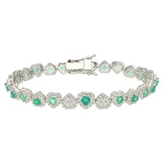 Natürliches Smaragd-Diamant-Armband in 18k Gold