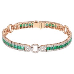 Bracciale con smeraldo naturale e diamanti in oro 18 carati