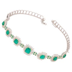 Natural Emerald & diamond Bracelet & Necklace in 14k gold