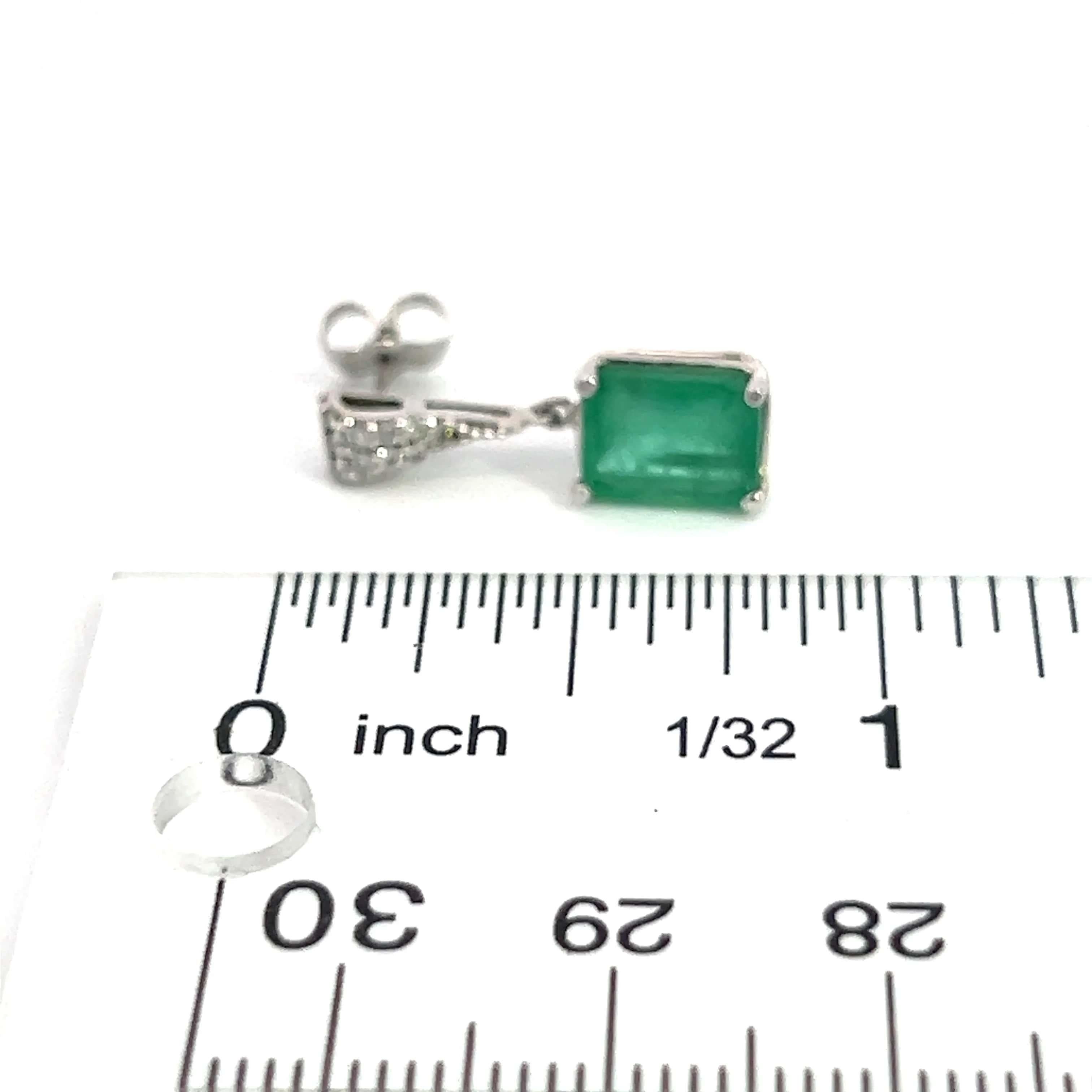 Natural Emerald Diamond Dangle Earrings 14k WG 2.99 TCW Certified  For Sale 6
