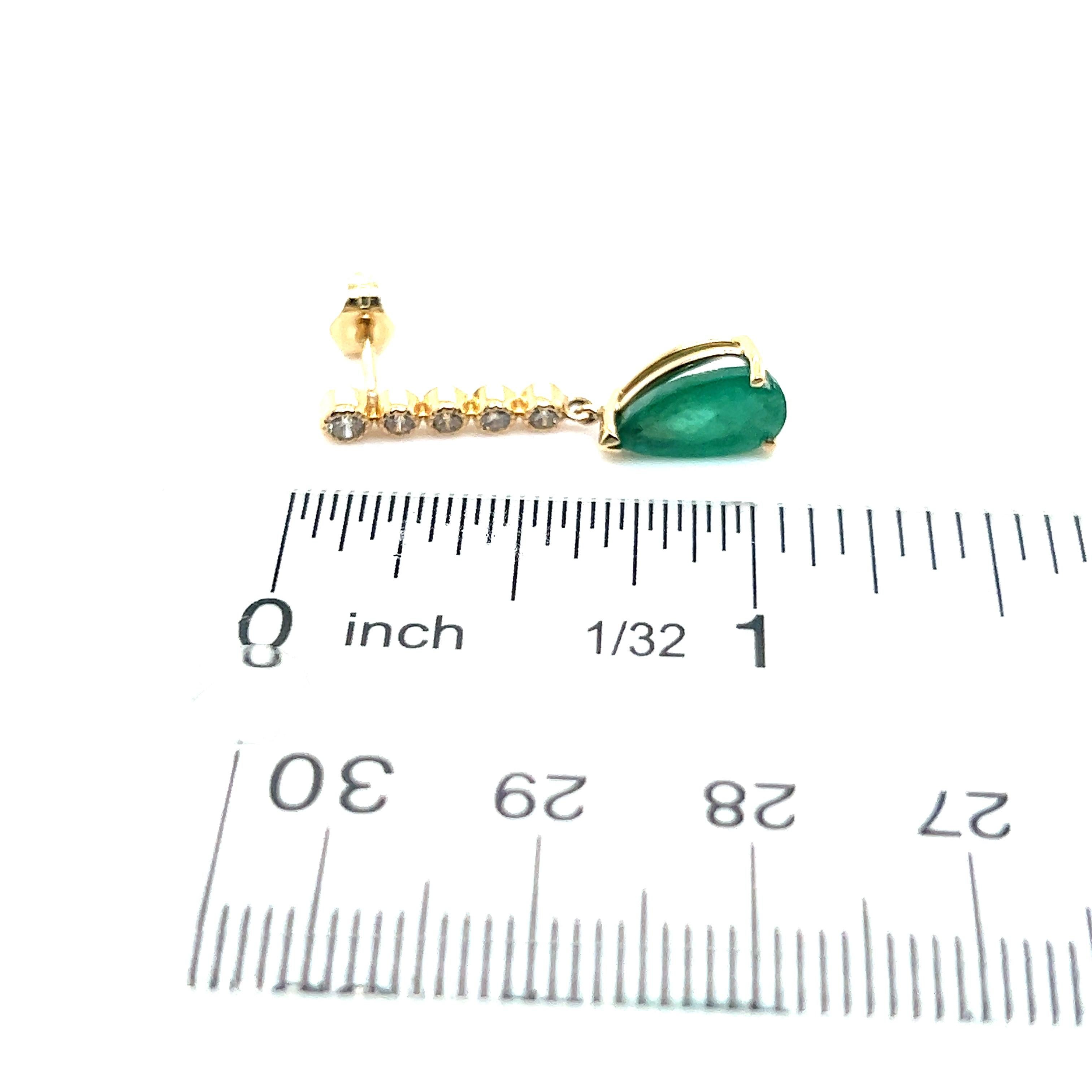 Emerald Cut Natural Emerald Diamond Dangle Earrings 14k Y Gold 2.23 TCW Certified  For Sale