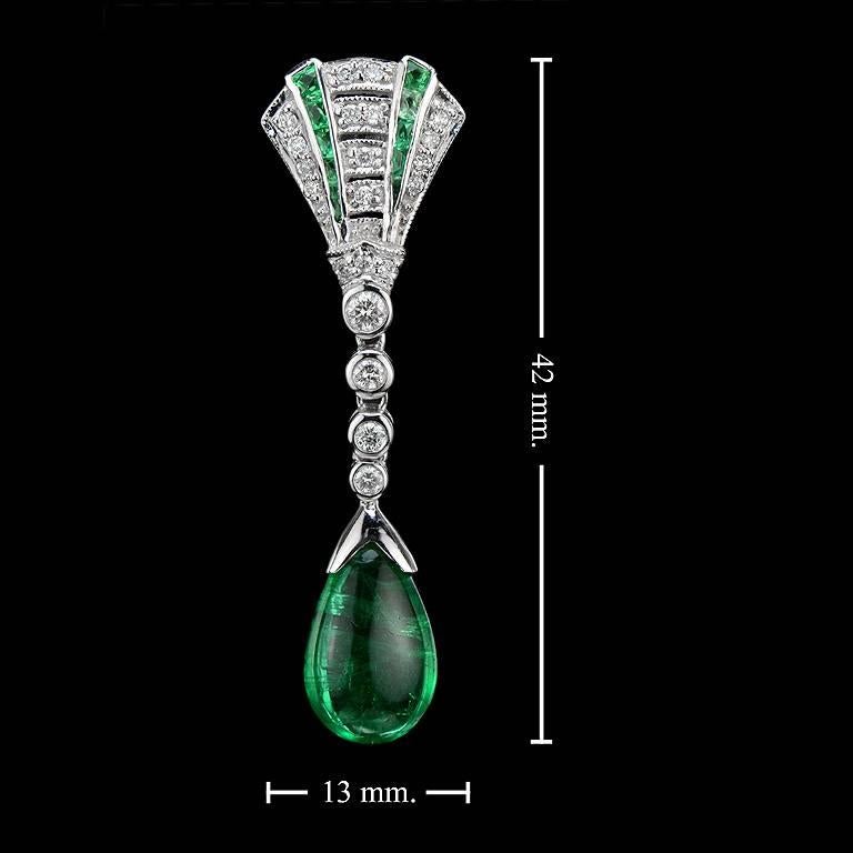 Women's Natural Emerald Diamond Drop Earrings