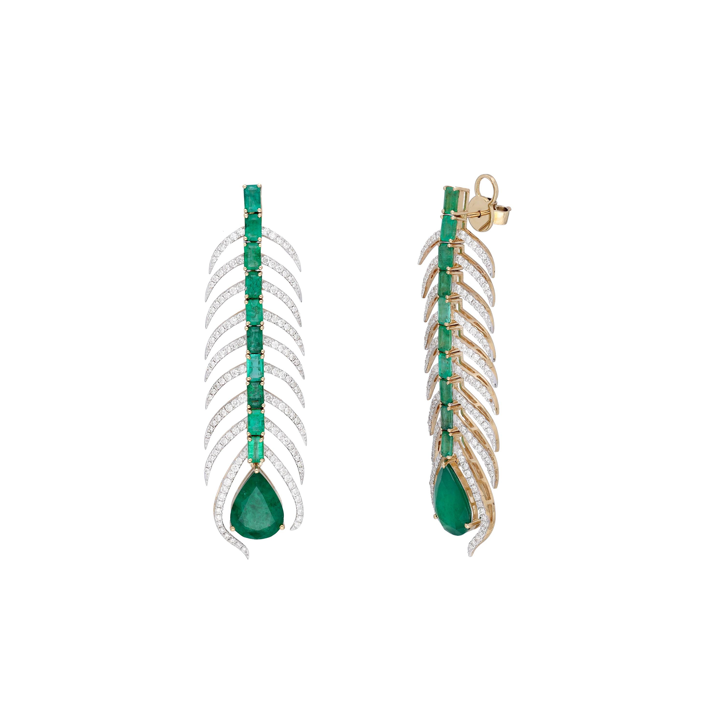 Pendiente Esmeralda natural y diamante Oro 14k en Nuevo estado para la venta en jaipur, IN