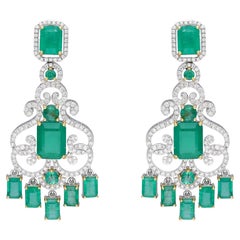 Natural Emerald & diamond earring 14k gold
