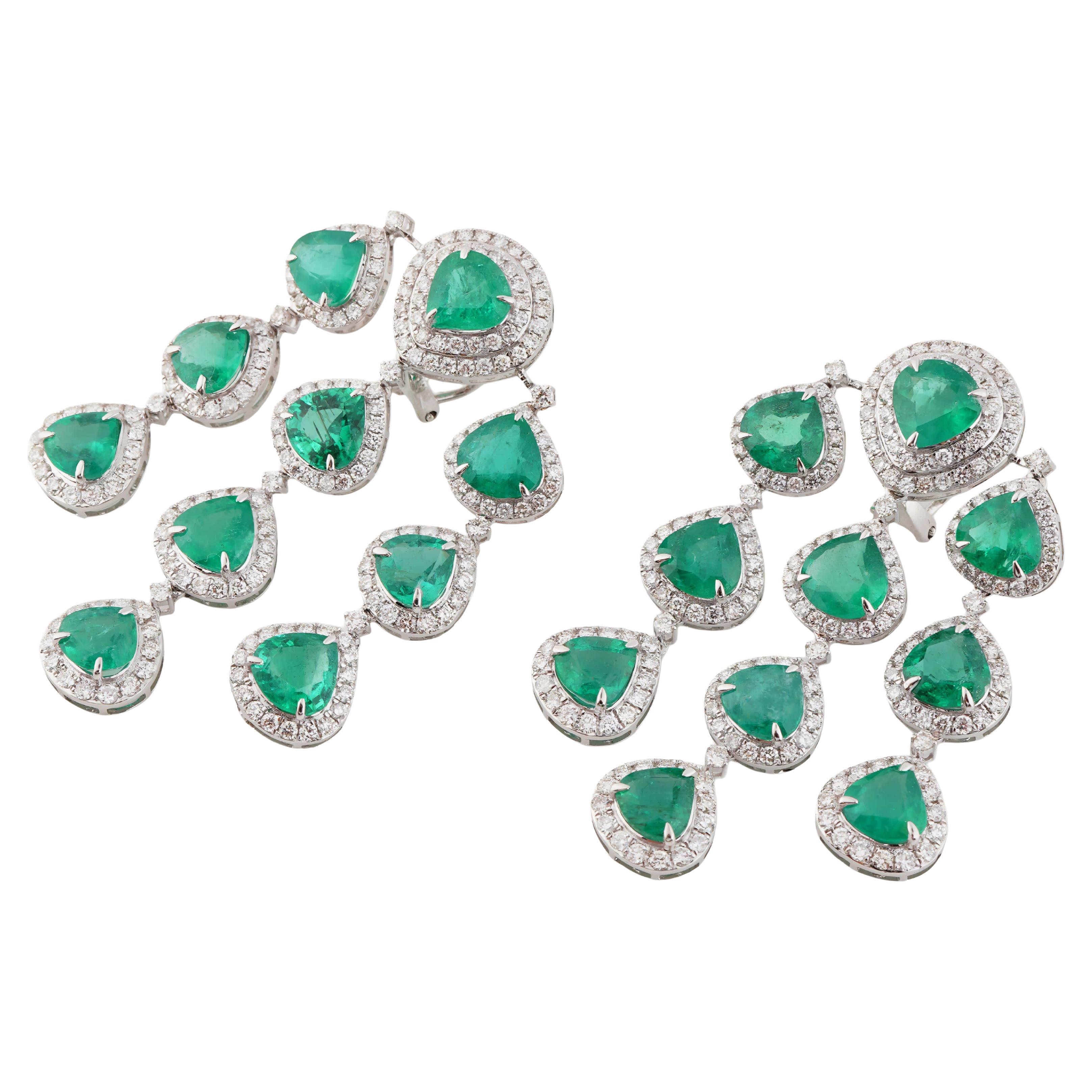 Natural zambian high quality emerald & diamond earring 18k gold