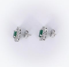 Natural Emerald & Diamond Earring in 14k Gold