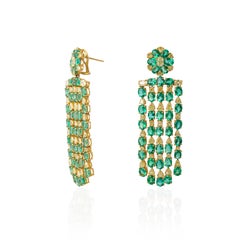 Natural 23.78cts Emerald & 9.02cts Diamond Earring in 18k Gold