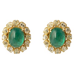 Pendiente de Diamante Esmeralda Natural en Oro de 18k