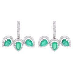 Natural Emerald 2.55ct & Diamond 0.85ct Stud Earrings in 18k Gold