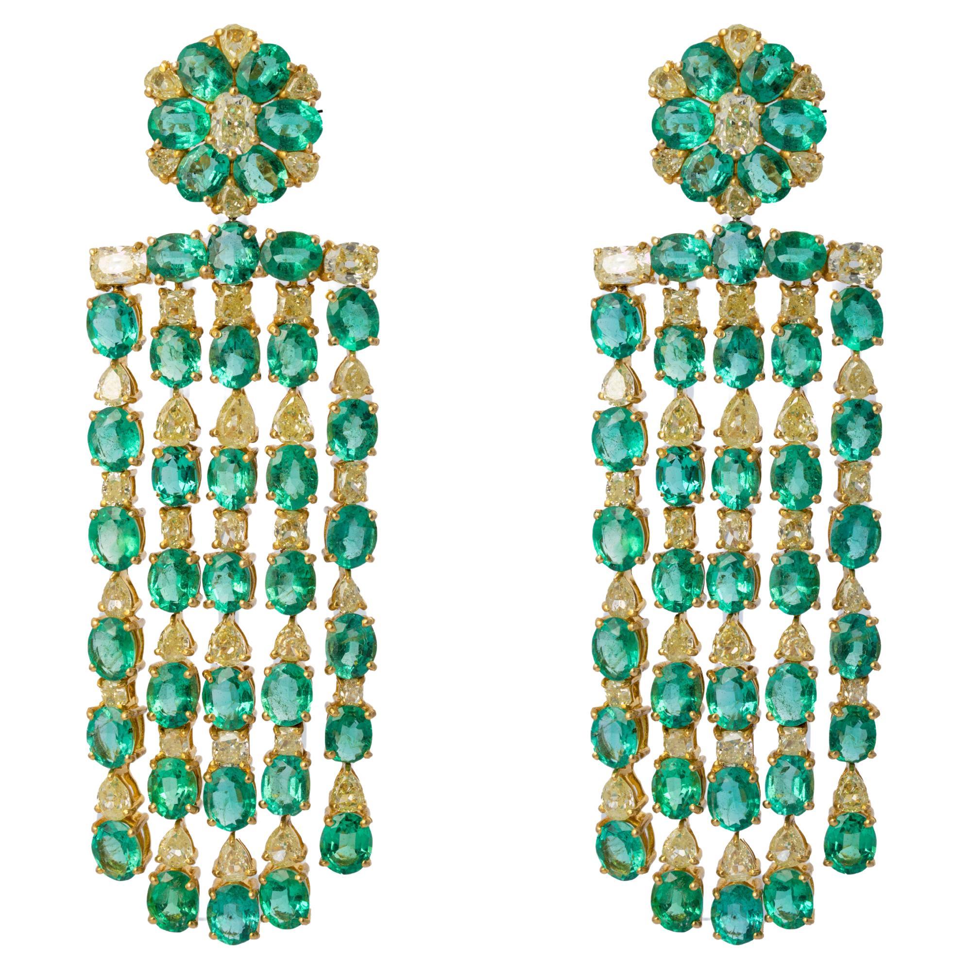 23.78cts Emerald & 9.02cts Diamond Earring in 18k Gold