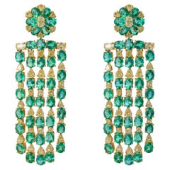 23.78cts Emerald & 9.02cts Diamond Earring in 18k Gold