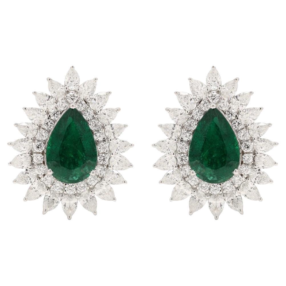 Natural emerald diamond earring in 18k gold