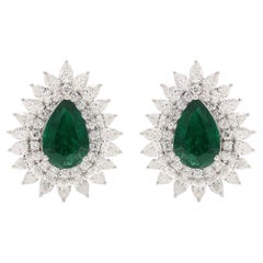 Natural emerald diamond earring in 18k gold