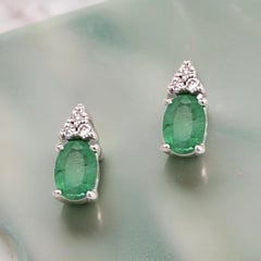 Natural Emerald Diamond Earrings 14k Gold 1.28 TCW Certified