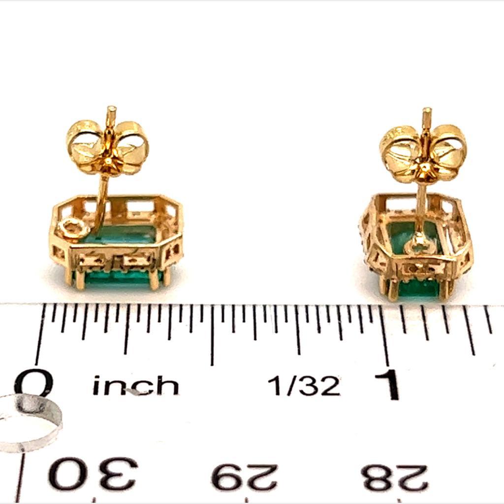Natural Emerald Diamond Earrings 14k Gold 1.85 Tcw Certified In New Condition In Brooklyn, NY