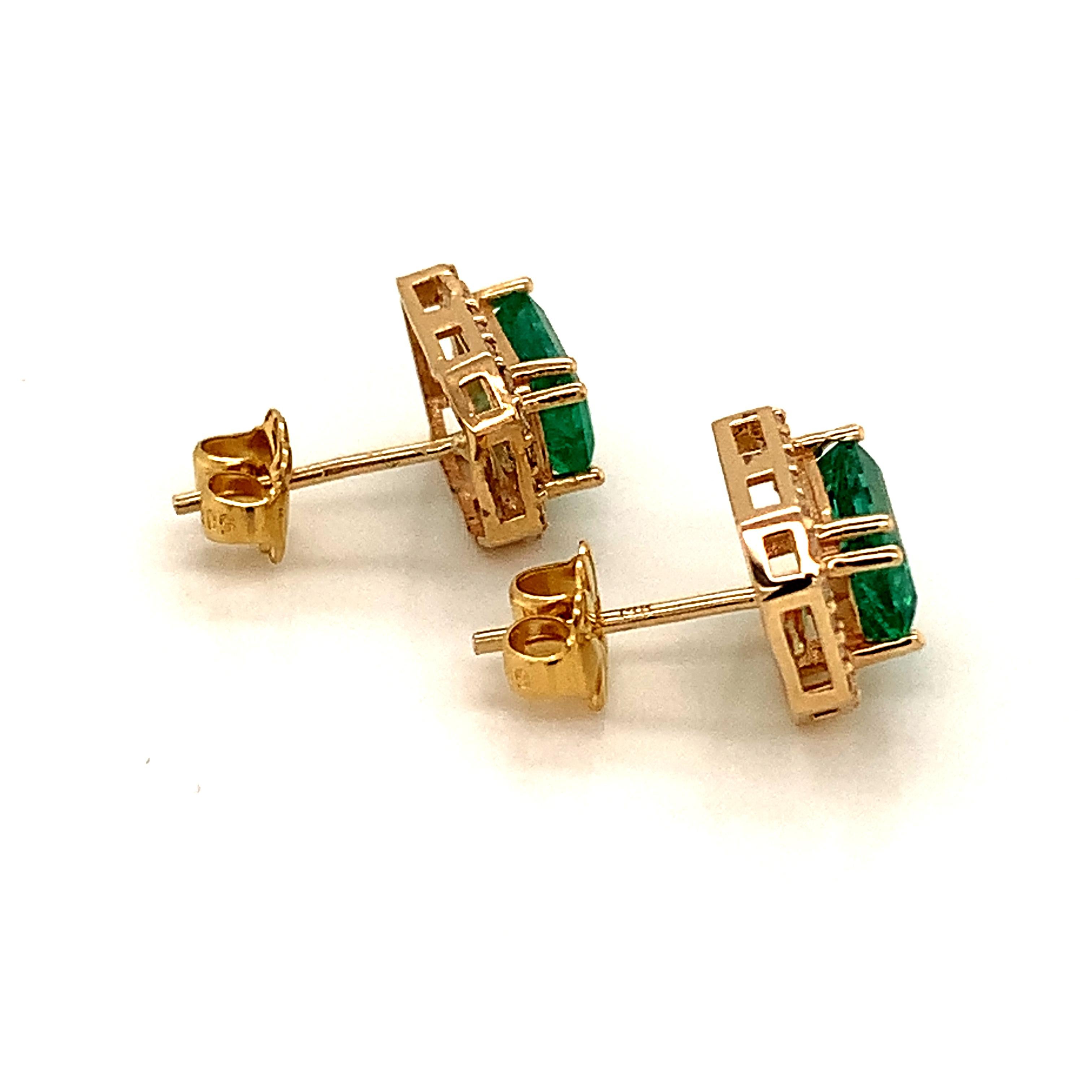 Natural Emerald Diamond Earrings 14k Gold 1.85 Tcw Certified 5