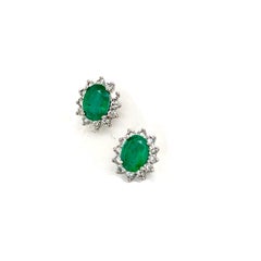 Natural Emerald Diamond Earrings 14k Gold 1.9 TCW Certified