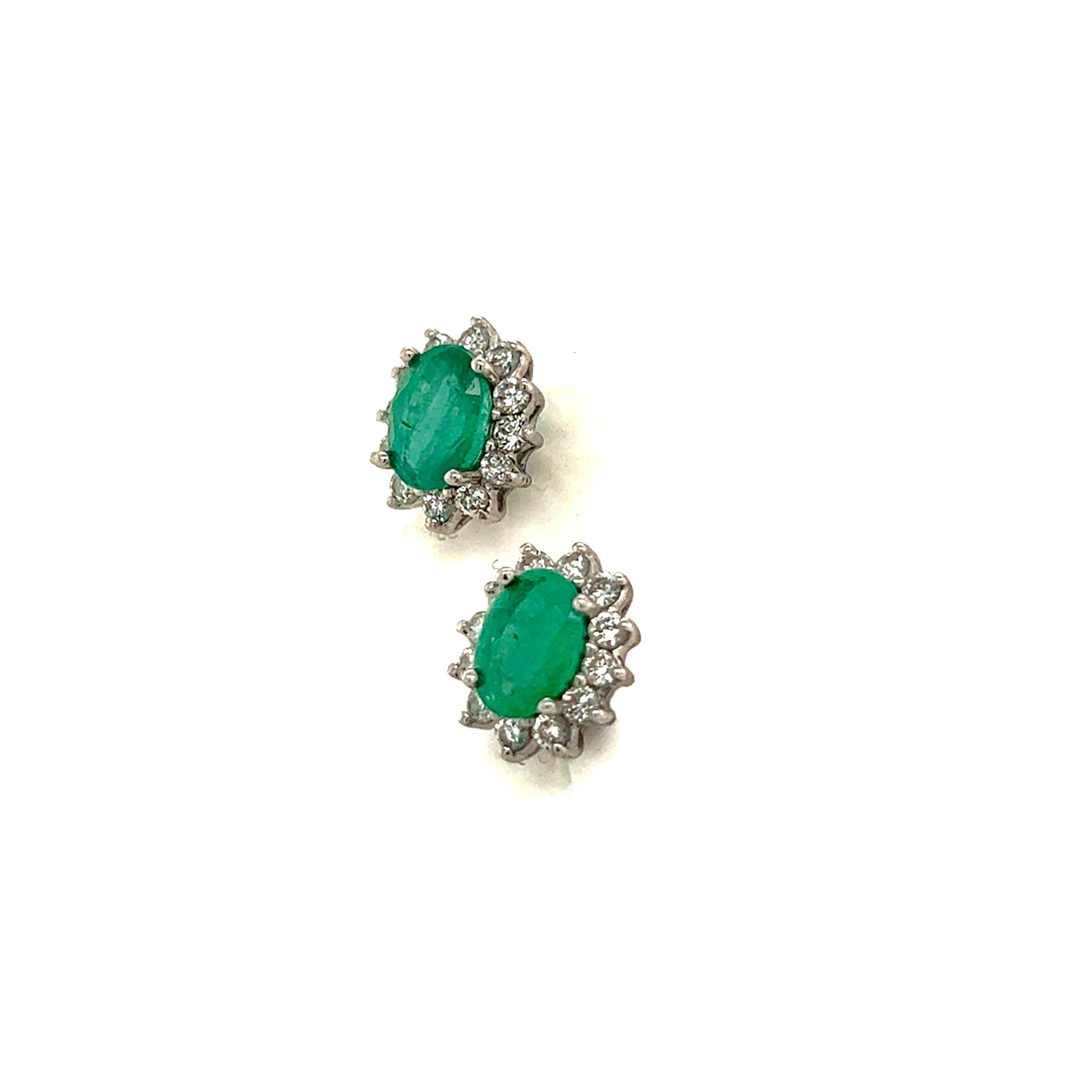 Natürliche Smaragd-Diamant-Ohrringe 14k Gold 1,9 TCW zertifiziert Damen im Angebot