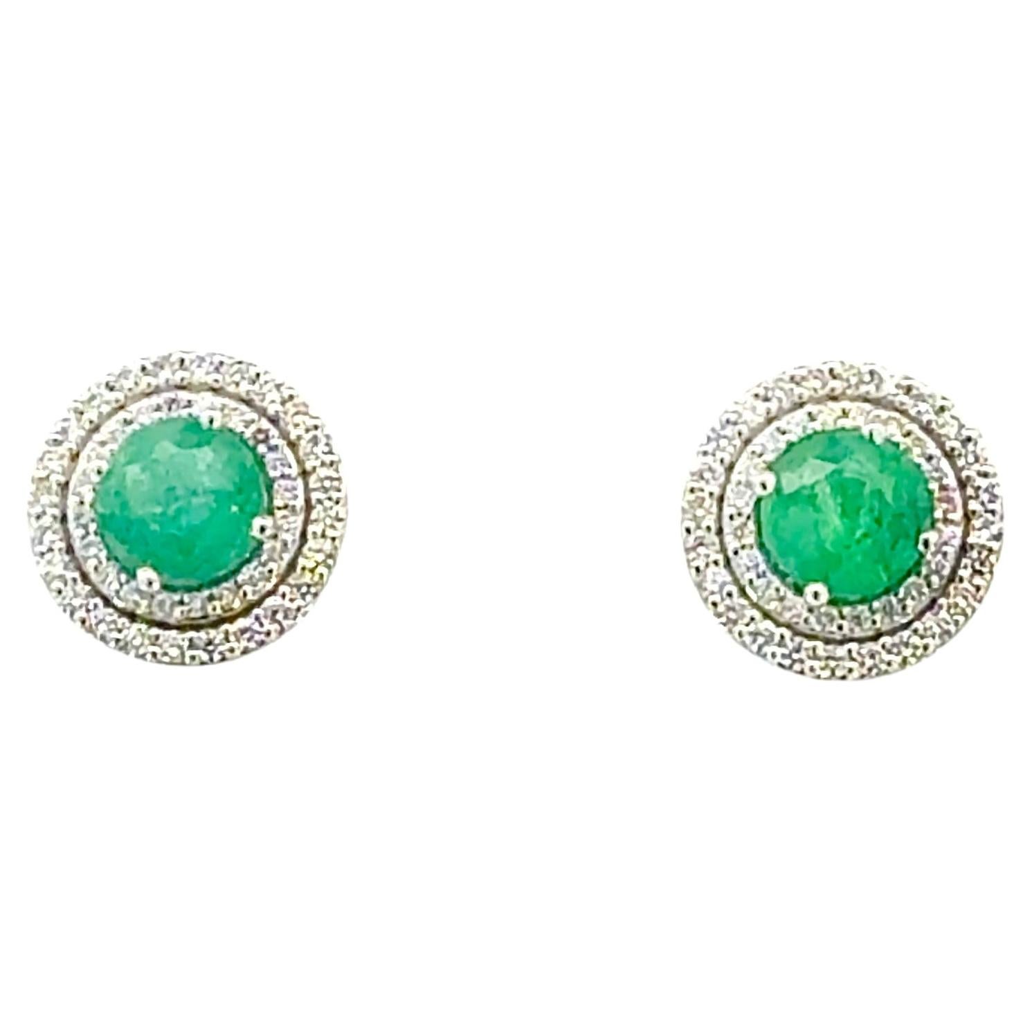 Natural Emerald Diamond Earrings 14k Gold 2.64 TCW Certified