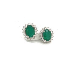 Natural Emerald Diamond Earrings 14k Gold 2.87 TCW Certified