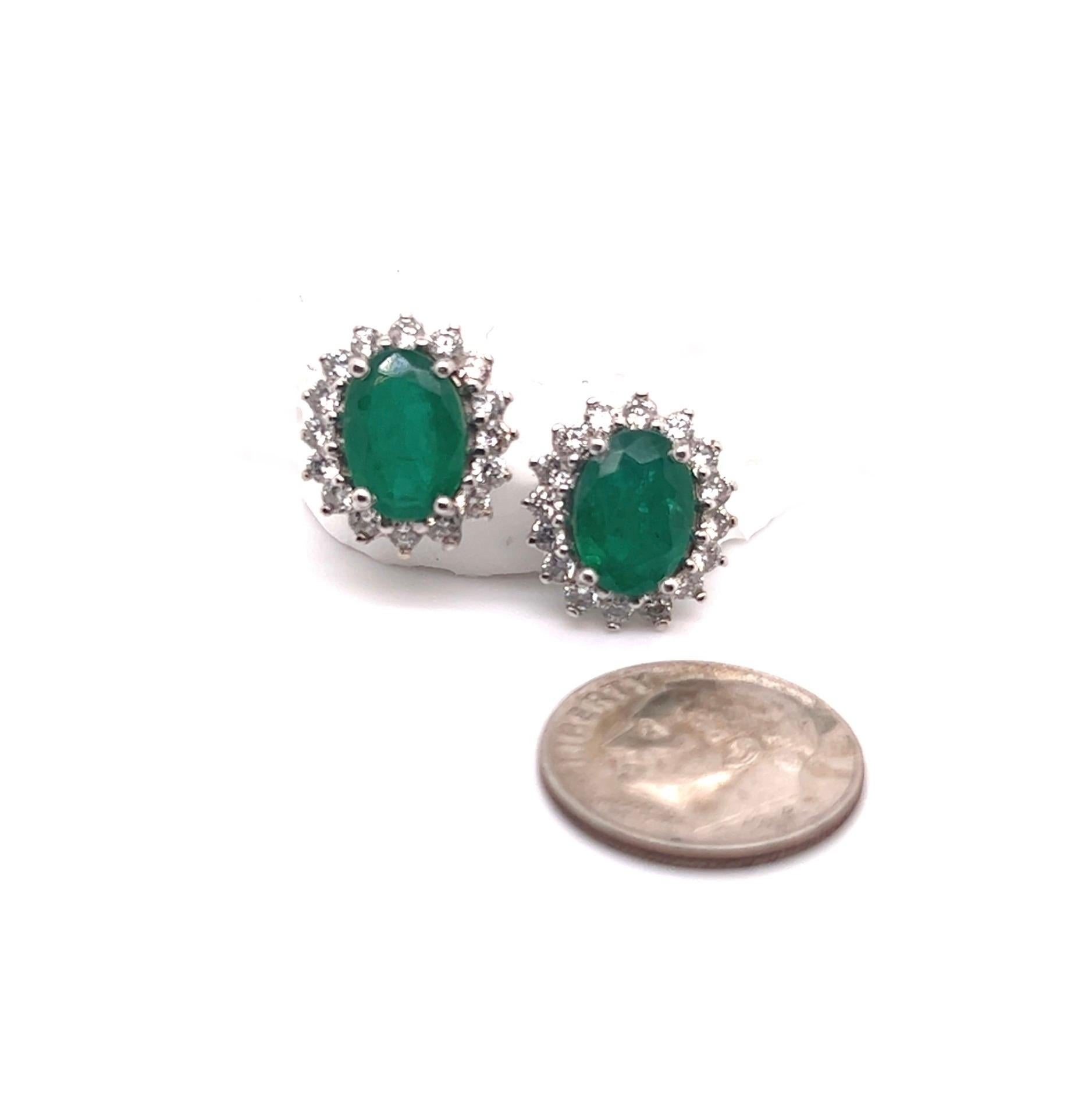 Natural Emerald Diamond Earrings 14k Gold 2.87 TCW Certified In New Condition For Sale In Brooklyn, NY