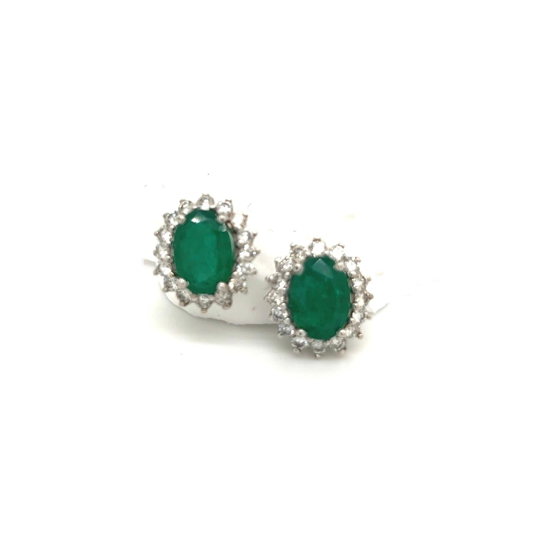Natural Emerald Diamond Earrings 14k Gold 2.87 TCW Certified For Sale 2